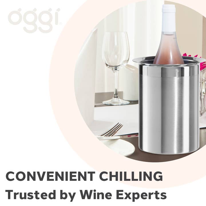Oggi - Wholesale Wine Bucket - Stainless Steel Wine Cooler w/ Freezer Inserts