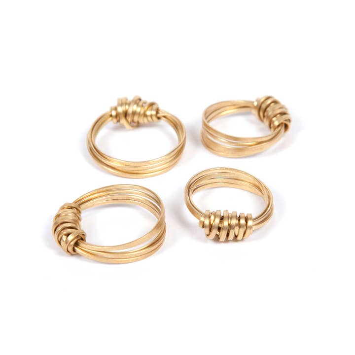 Just Trade UK - Wholesale Band/stacked ring - Brass Ribbon Ring1