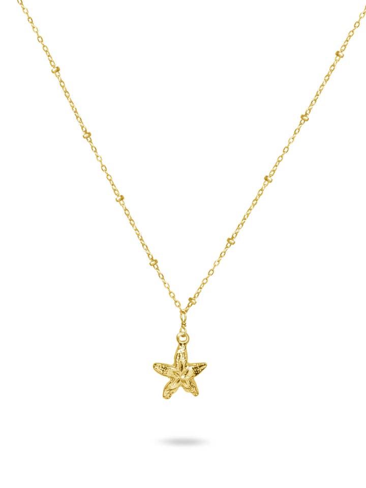 Collar pequeño de estrella de mar con relleno de oro para venta al por mayor de Boy Cherie