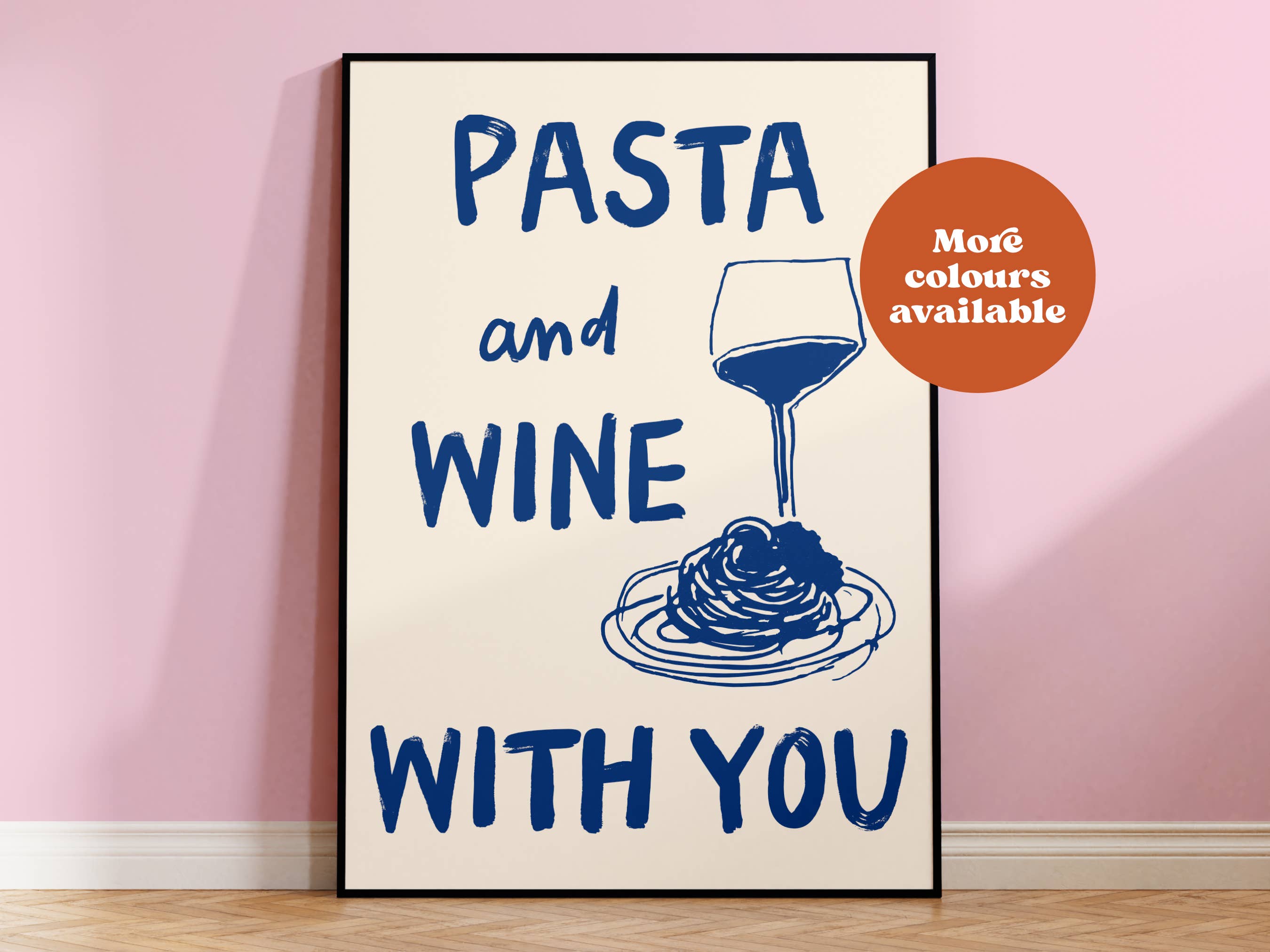 Lauren Beth Designs - Wholesale Art Print - Pasta And Wine With You Painted Print1