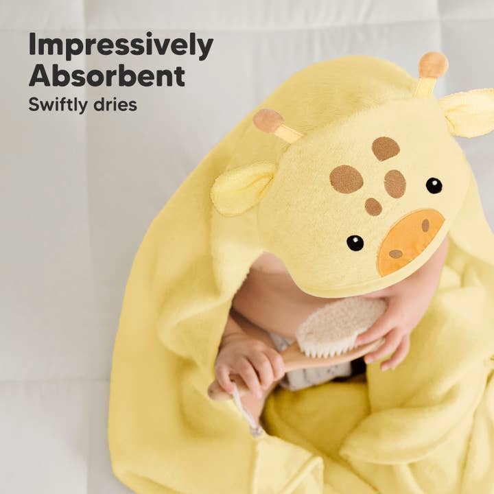 Giraffe KeaBabies Cuddle Baby Hooded Towel for wholesale on Faire