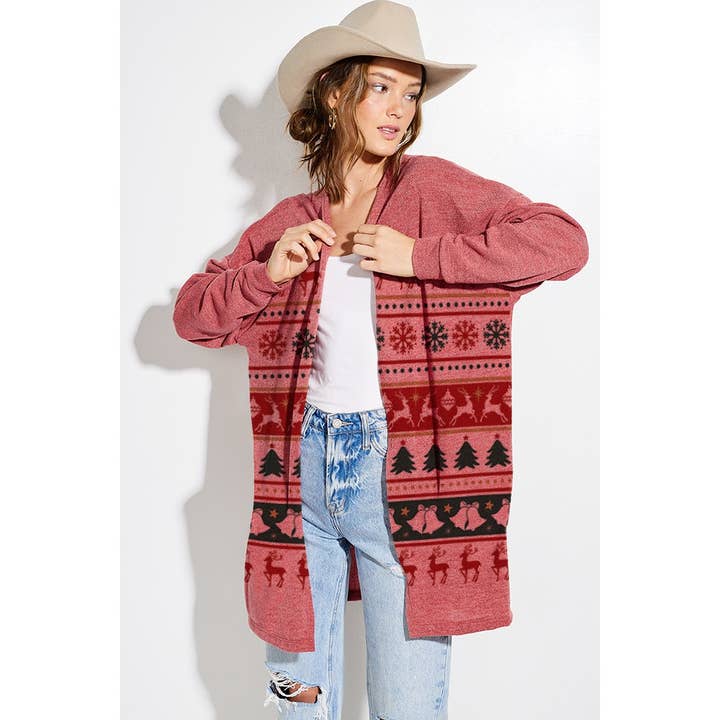 Strickjacke im lässigen Stil mit Weihnachtsmusterdruck für den Großhandel von Phil Love