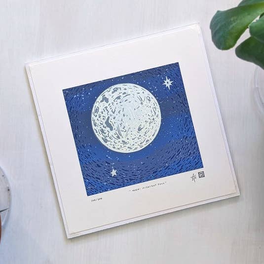 "Moon: Midnight Full" Fine Art Limited Edition Serigraph for wholesale by Midnight Oil Studio & Workshop