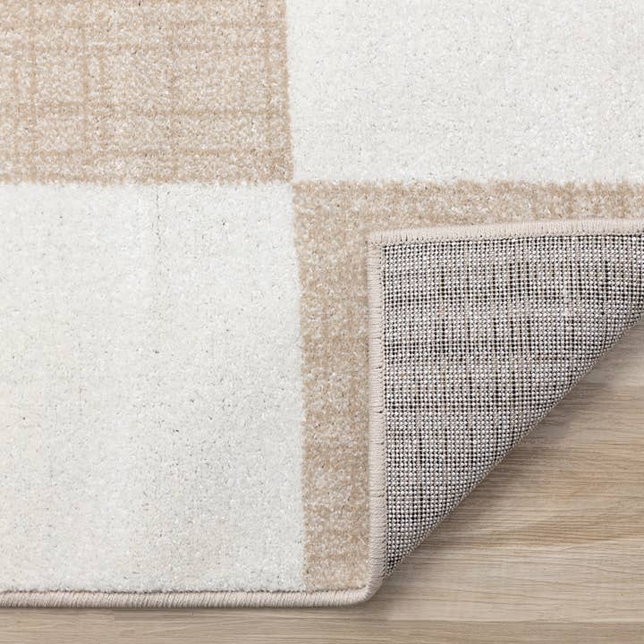 Century Cream Beige Checkerboard Pet-Friendly Area Rug for wholesale on Faire10