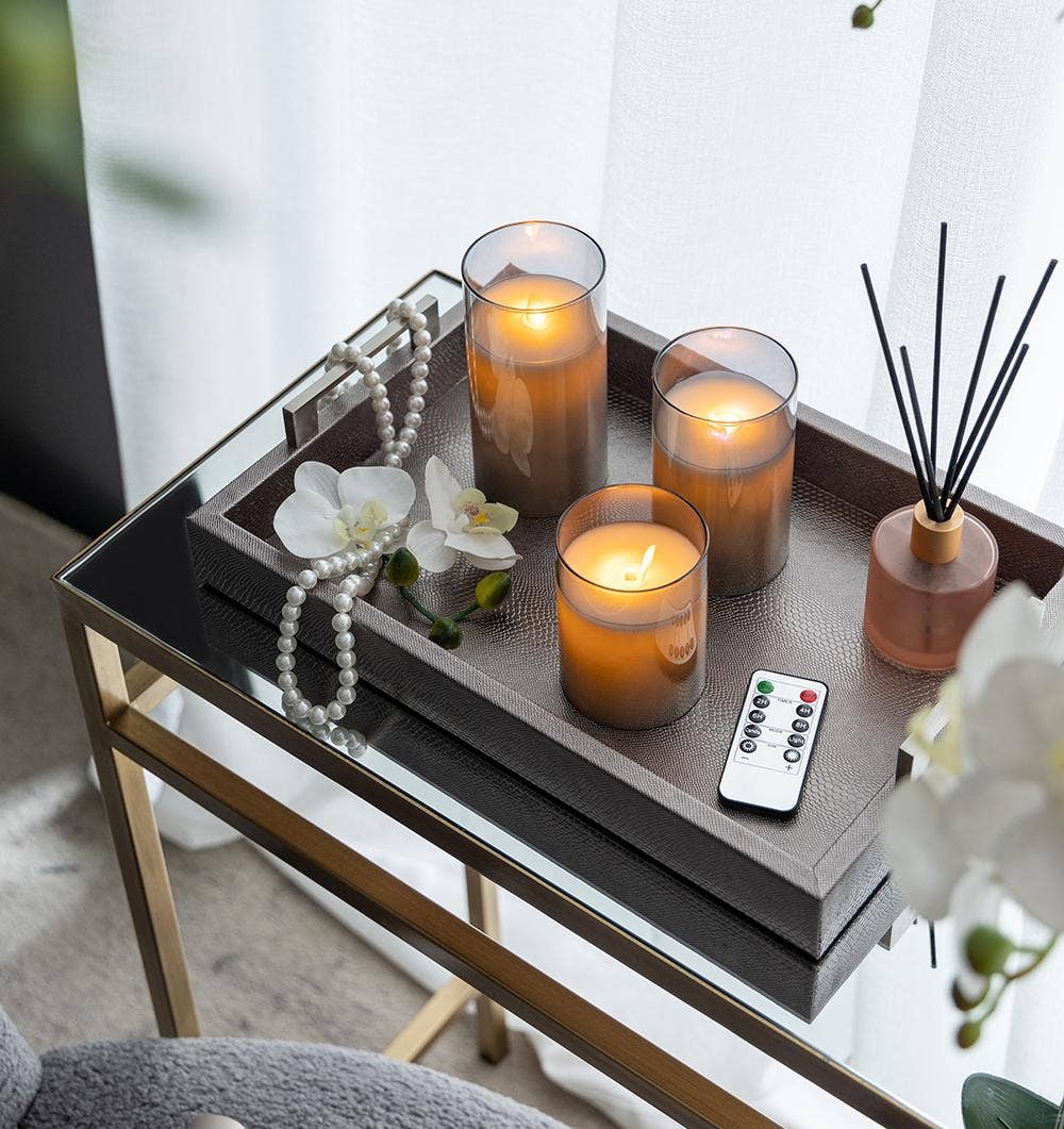 A&B Home Group Inc. – Engroshandel Flammeløst stearinlys – S/3 Realistiske flammeeffekt LED vokslys med fjernbetjening - Røgfarvet7