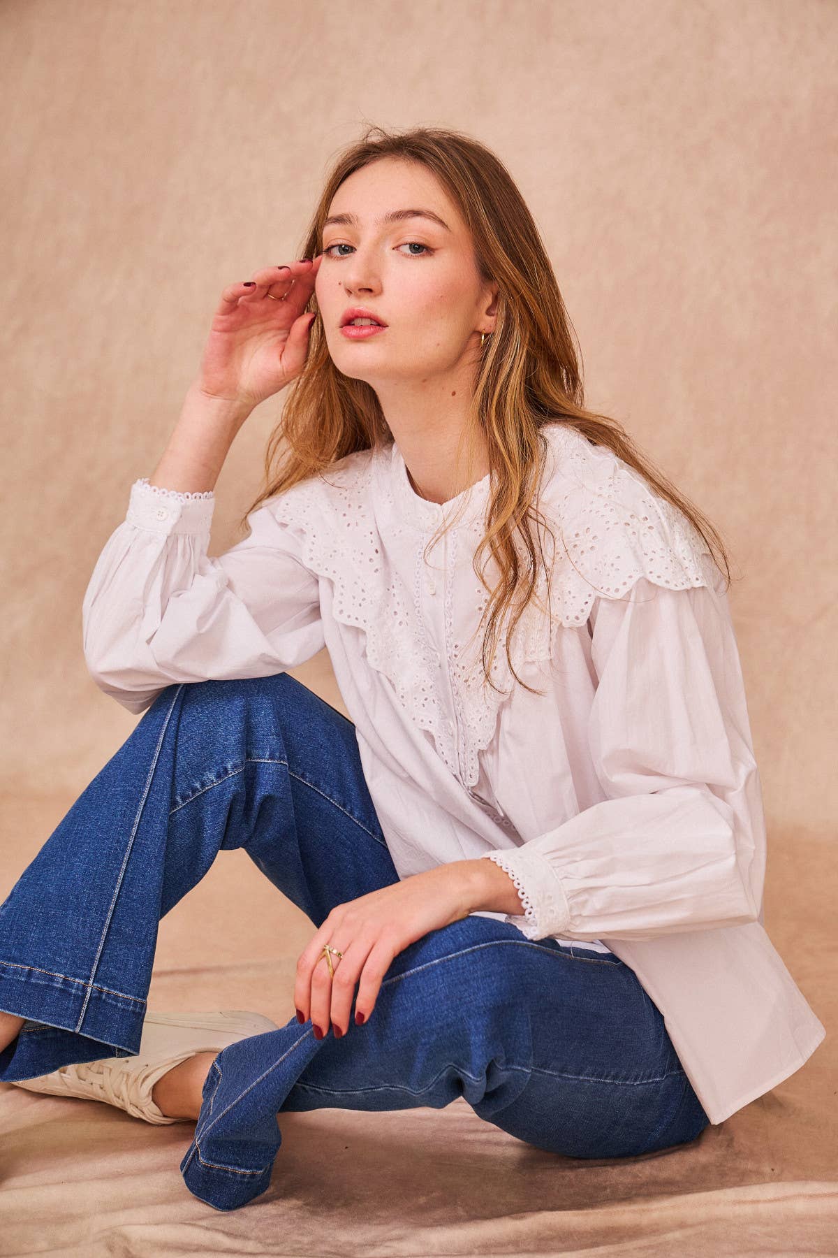 Calie Paris - Vendita all'ingrosso Camicetta - Donna - Blusa ALBERTINE in cotone popeline con ricamo8