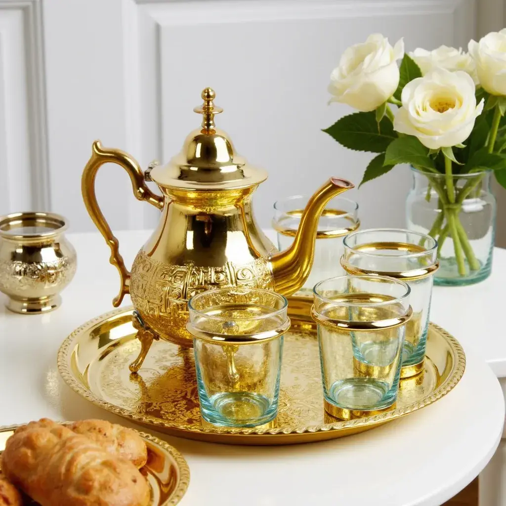 High crafty - Wholesale Tea Set - ✨ Hand-Engraved Brass Tea Set – Traditional Moroccan 9-Piece10
