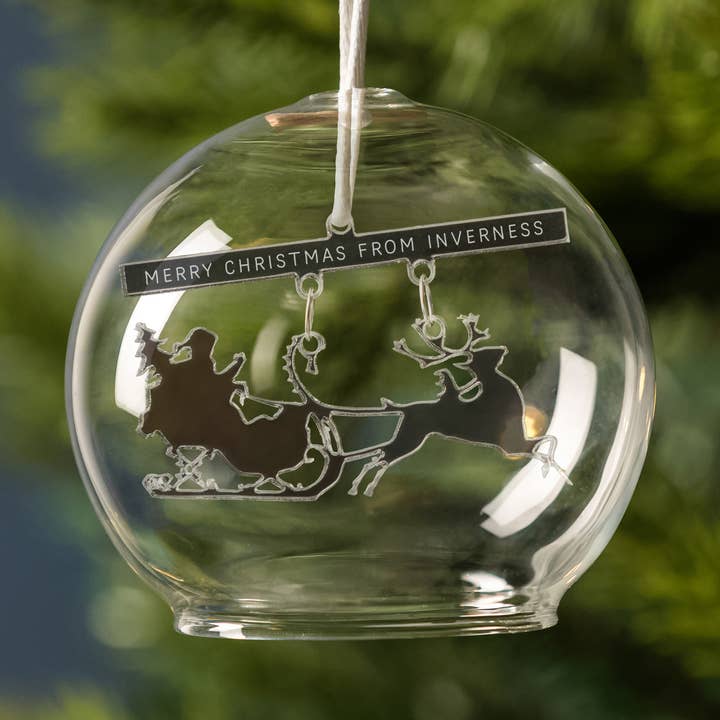 Bespoke Sleigh Dome Bauble, Made In Scotland for wholesale by Twenty-Seven Enterprises Ltd