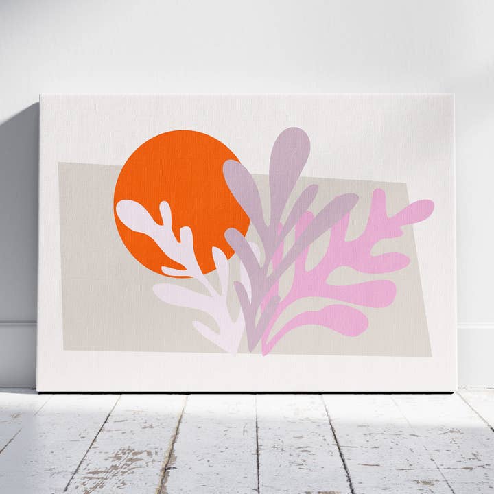 Abstract Sunset Minimalist Botanical Bliss - Framed Canvas Wall Art Print for wholesale by House Prints