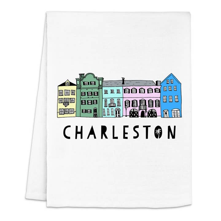 Colorful Kitchen Towels - Charleston, SC Rainbow Row for wholesale by Moonlight Makers
