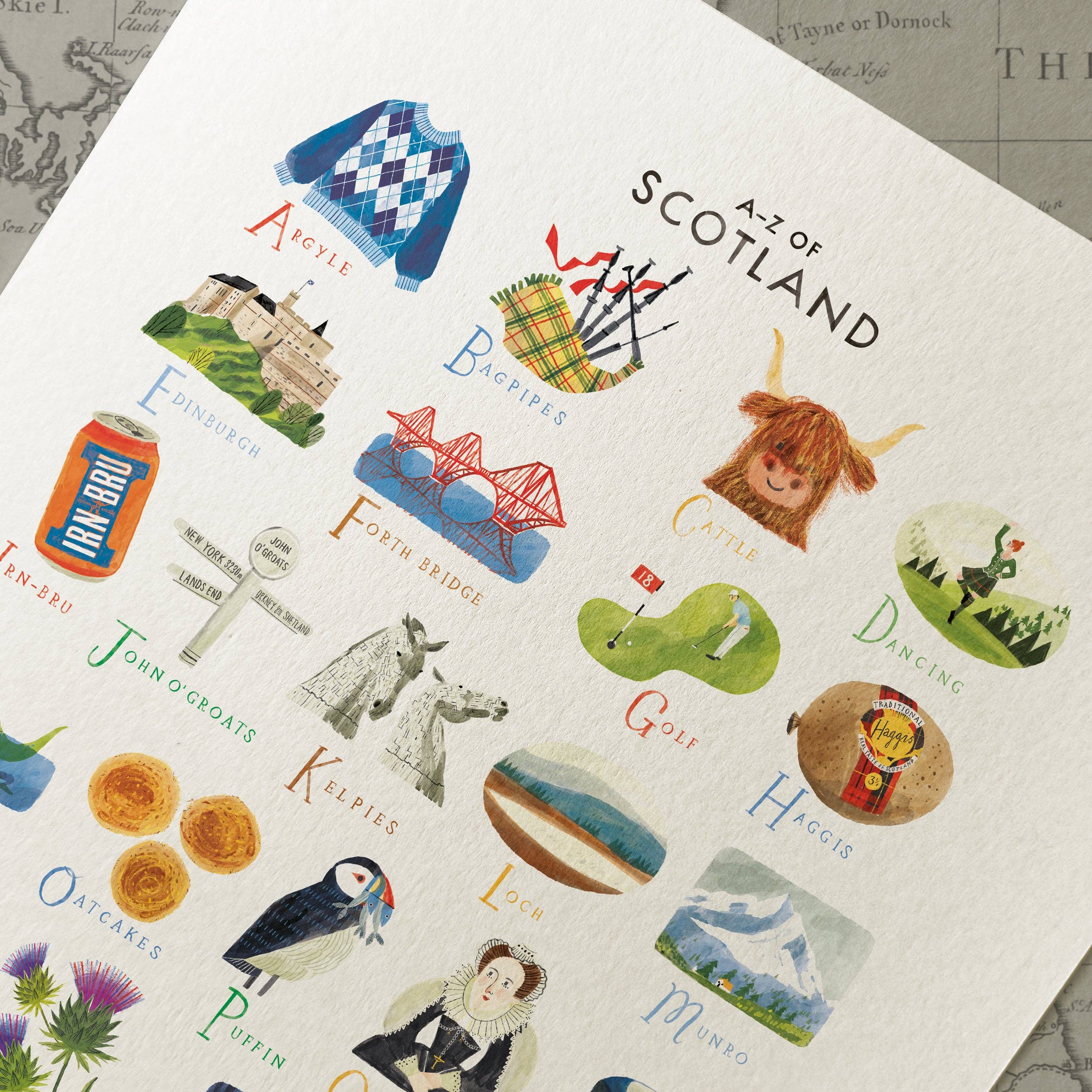 Oldfield Design Co – wholesale Art print – A-Z Scotland A3 Print5