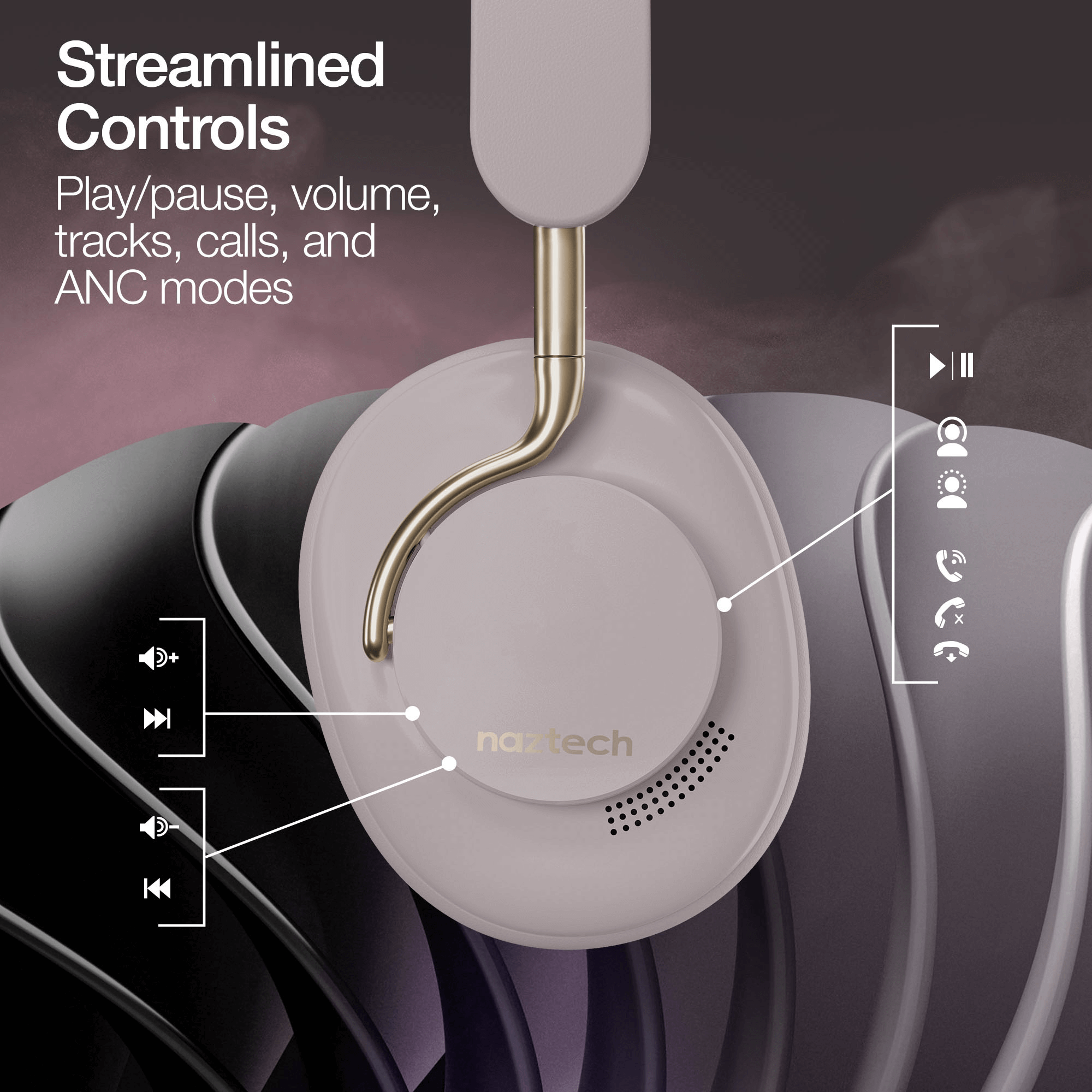 JupiterGear Home - Venta al por mayor Auriculares - Auriculares inalámbricos con cancelación activa de ruido Naztech Aura 360 ANC21