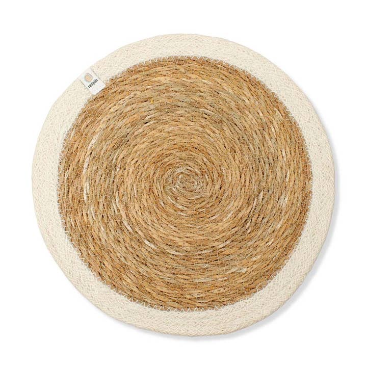 Set of 6 Seagrass & Jute Tablemats - Natural/White for wholesale by Green Pioneer: A Slice of Green + ReSpiin
