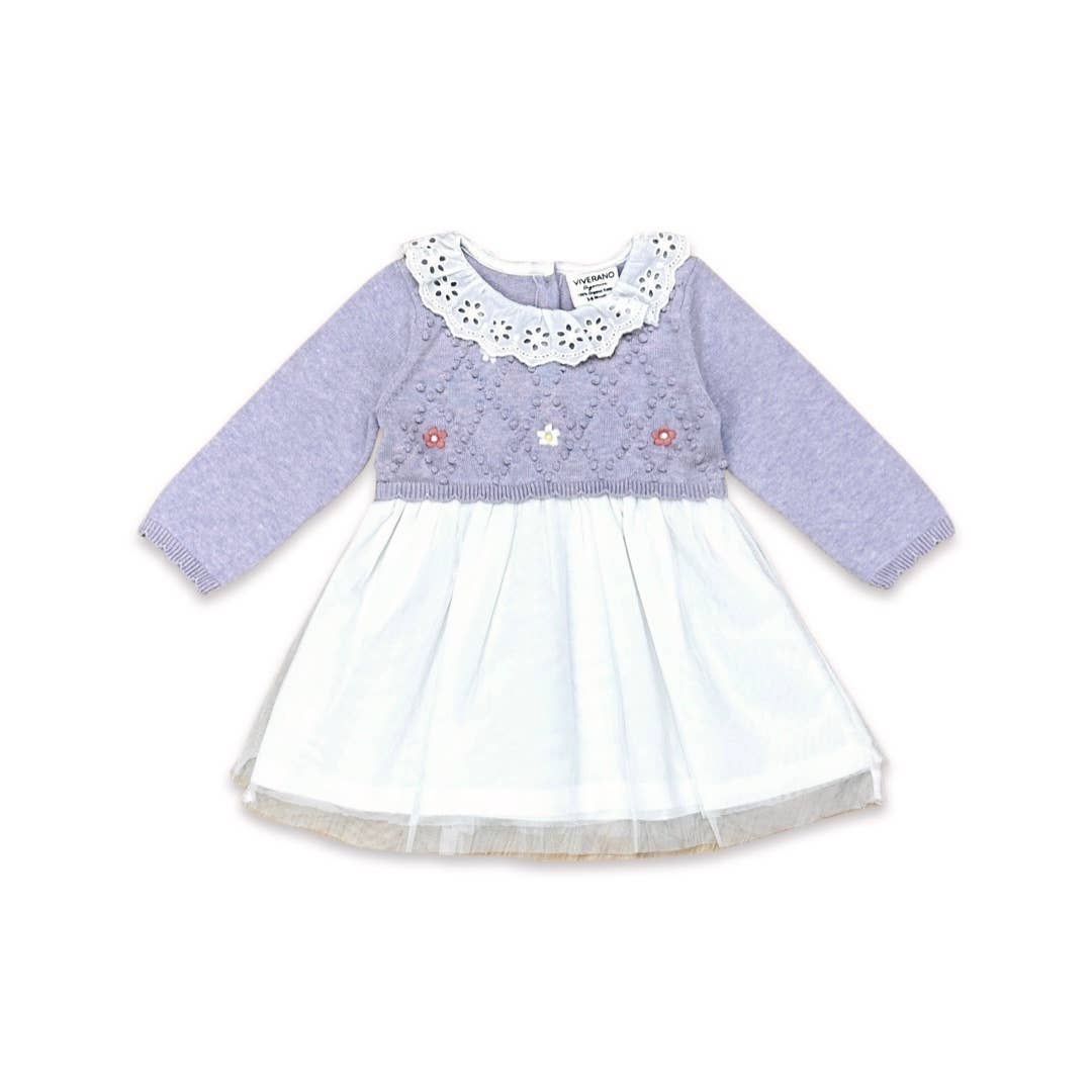 Viverano Organics - Wholesale Dress - Baby - Floral Embroidered Knit Tutu Dress (Organic Cotton)4