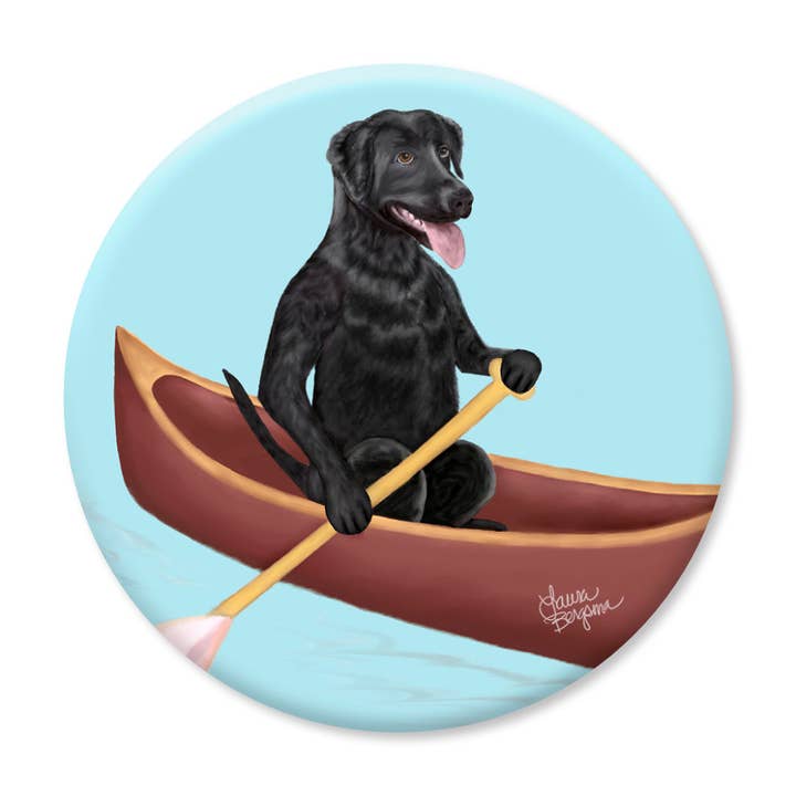 Labrador Retriever Dog Magnet, Doggie Paddle, Black for wholesale by Laura Bergsma Studio