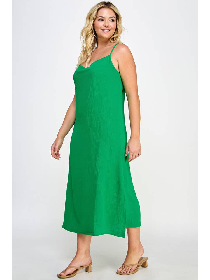 Haute Fox Plus Size & Contemporary - Wholesale Dress - Women's - Plus Size Midi Slip Dress Cowl Neck - SS2262P-D