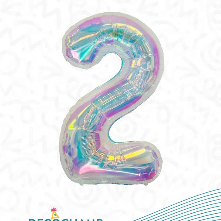 THE BALLOON HUB - Wholesale Balloon - DecoChamp Iridescent Air-fill Number Balloons (0 to 9) - 34 in.2