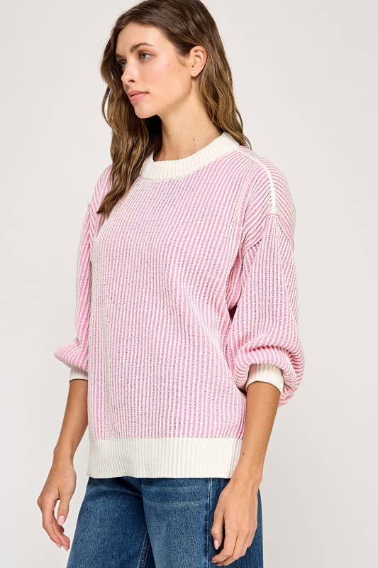 Miss Love - Wholesale Knit Sweater - Women's - Super Soft Strip Sweater27