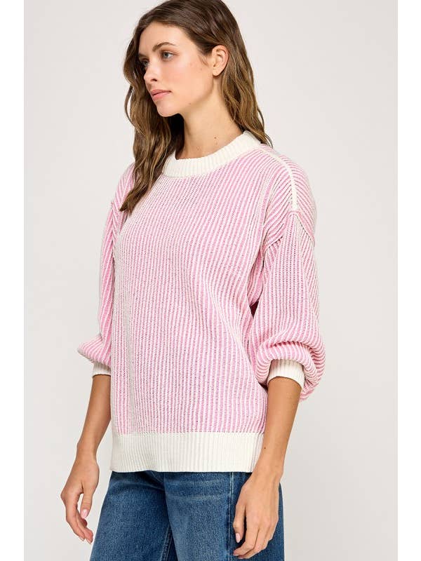 Miss Love - Wholesale Knit Sweater - Women's - Super Soft Strip Sweater27