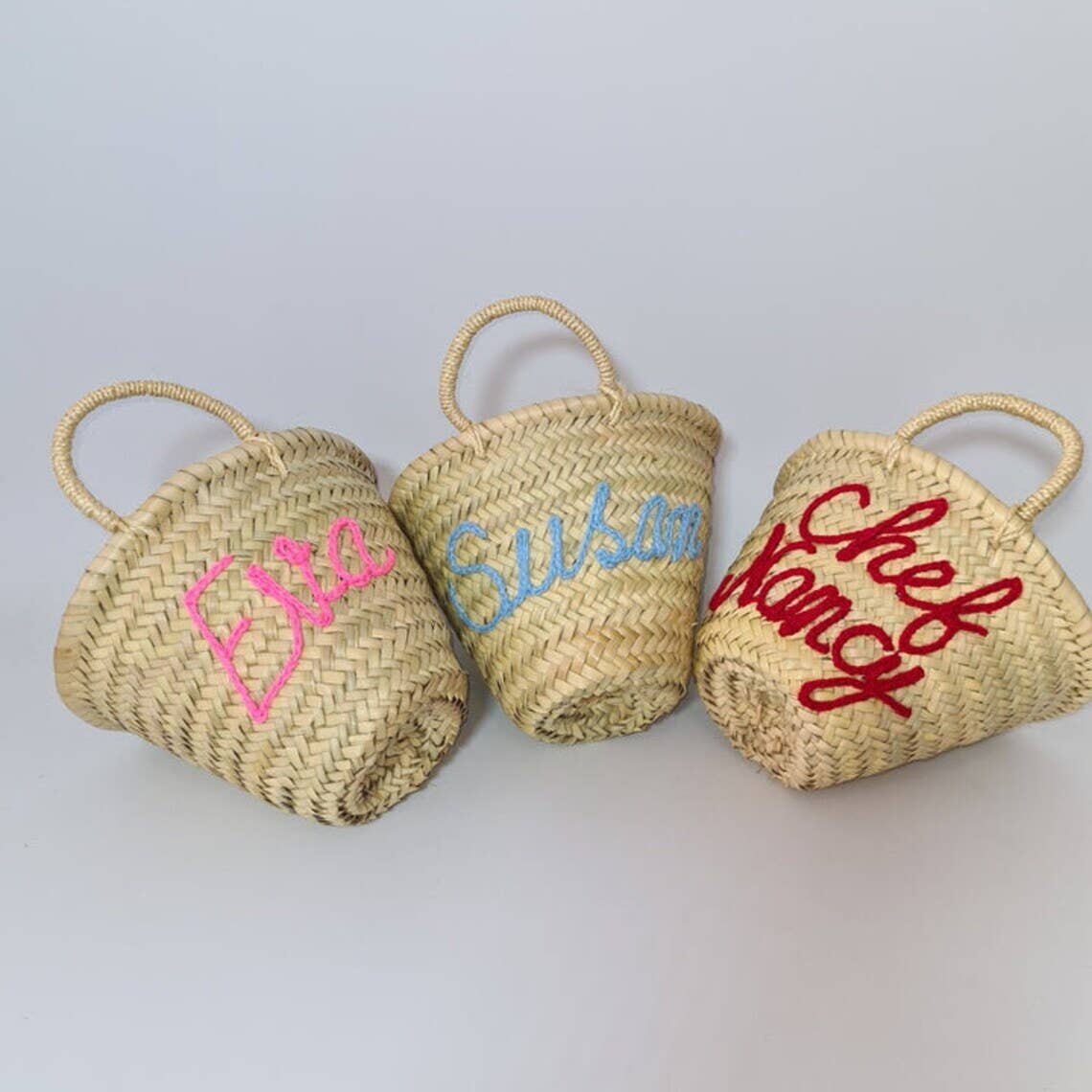 Melecraft – wholesale Beach bag – Personalized CUSTOM MONOGRAM WEDDING FlowerGirl Straw Basket5