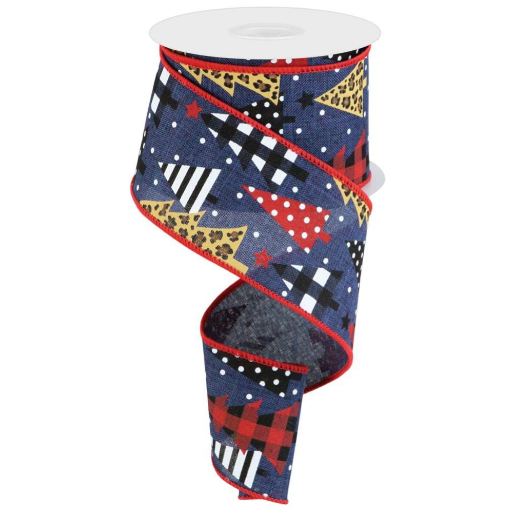 Trendy tree – wholesale Band – 2,5" mönstrade träd på marinband RGC1755190