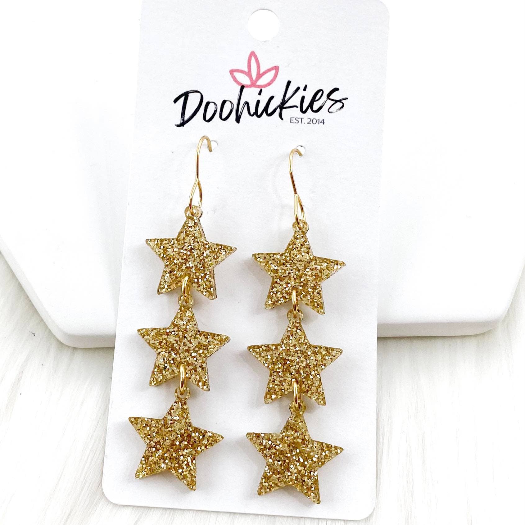 Doohickies - Wholesale Dangle Earrings - 2.75" Shooting Star Drops - New Years Acrylic Earrings1