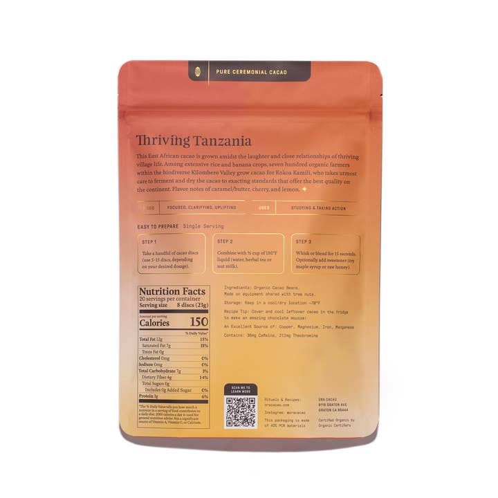 Ora Cacao - Wholesale Hot Cocoa Mix/Kit - Thriving Tanzania 100% Cacao - Organic Ceremonial Chocolate
