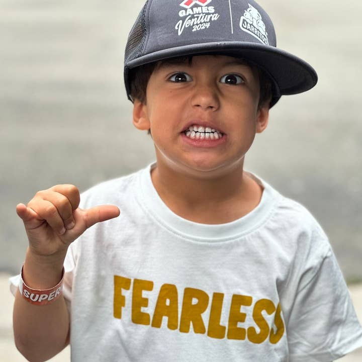 FEARLESS in mustard | Kids Tee for wholesale by Minimalist Folk Co.