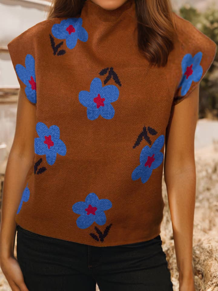 Gilet sans manches à col montant fleuri Fashion-W pour la vente par fashionworks