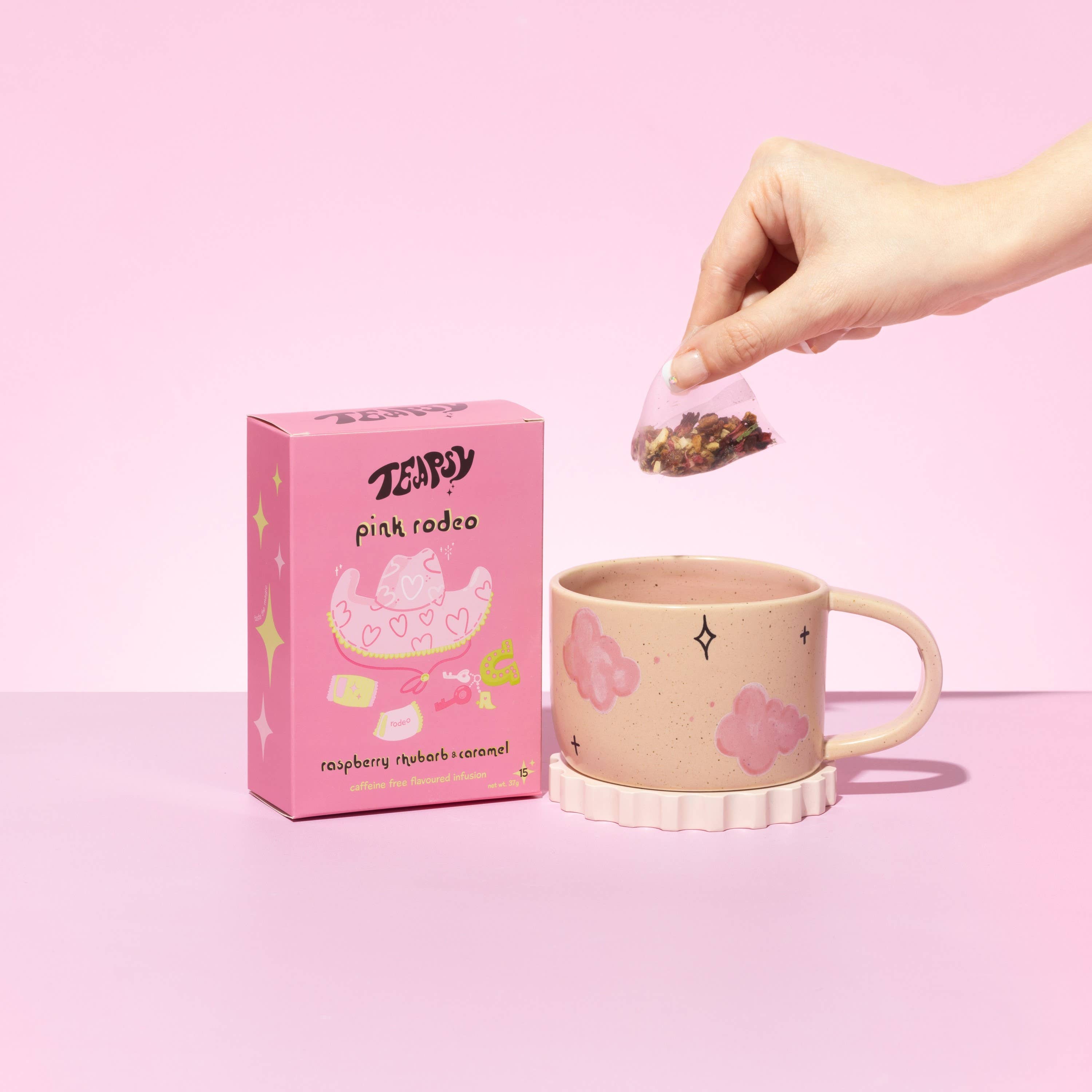 Teapsy – wholesale Tea bags – Caramel Rhubarb & Raspberry Tea - Pink Rodeo1