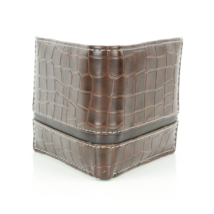 Leather Impressions Inc - Wholesale Wallet - Men's - Crocodile Embossed Vegan Wallet with Solid Band VL 9042