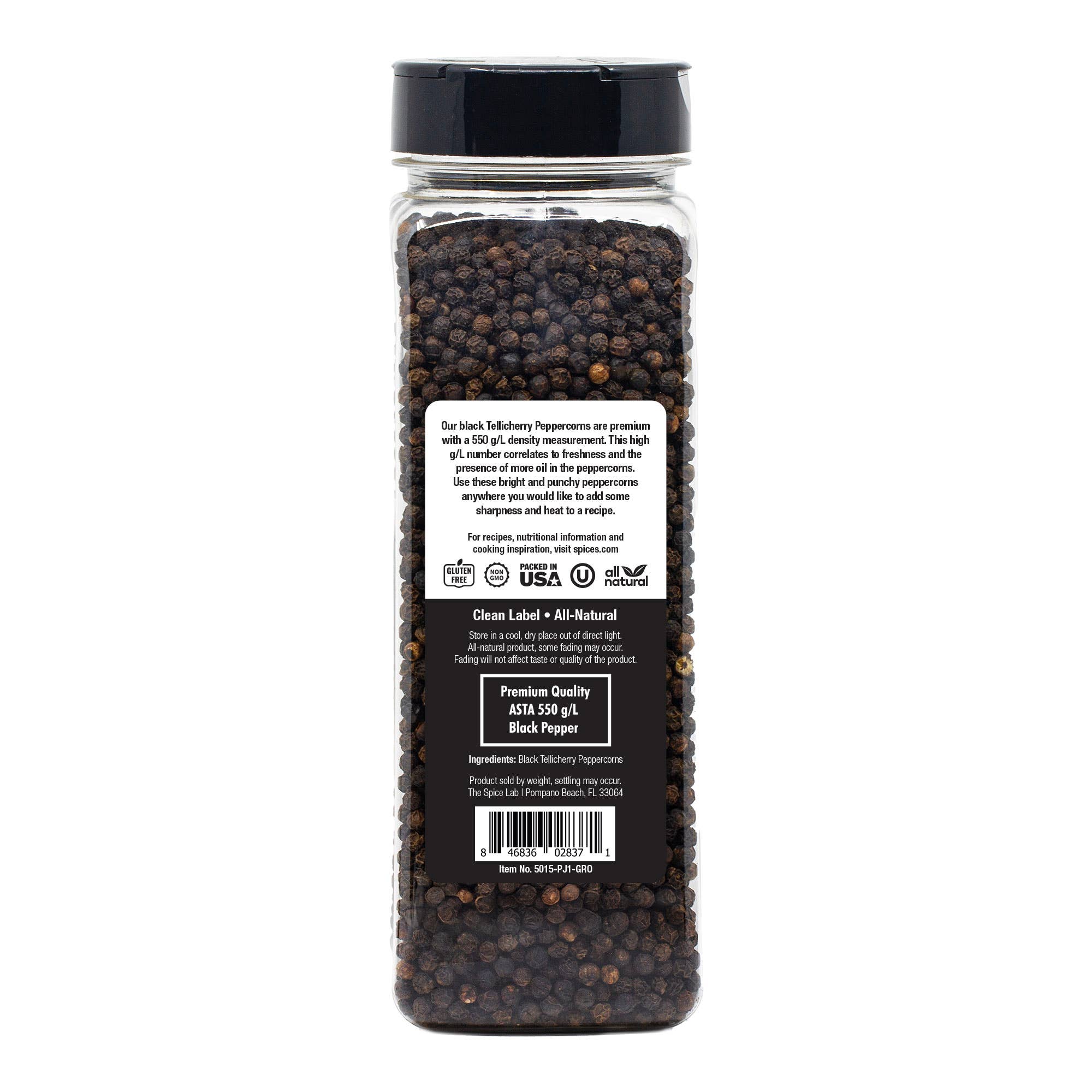 THE SPICE LAB - Wholesale Pepper/Peppercorns - Premium Tellicherry Peppercorns - Case of 6 - 18 oz Kilo Jar2