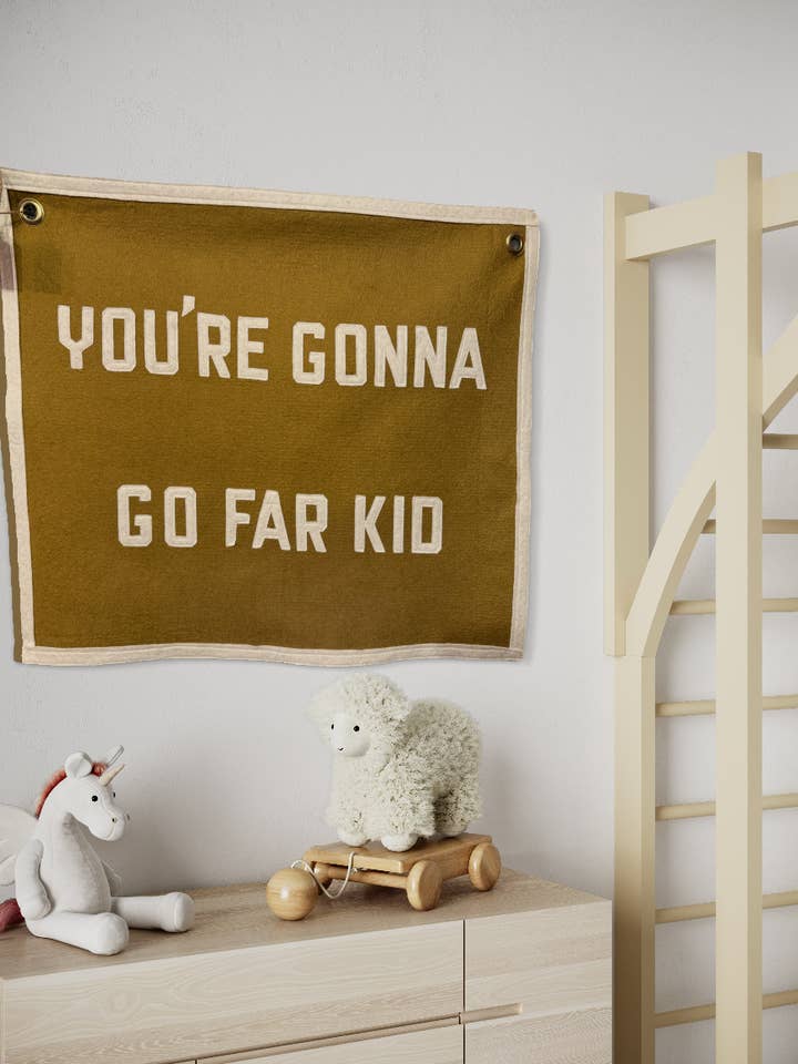 You're Gonna Go Far Kid Felt Banner for wholesale by Bits 'n' Banners