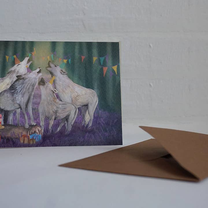 Tarjeta de felicitación lobos cantores para venta al por mayor de Lotte Drouen