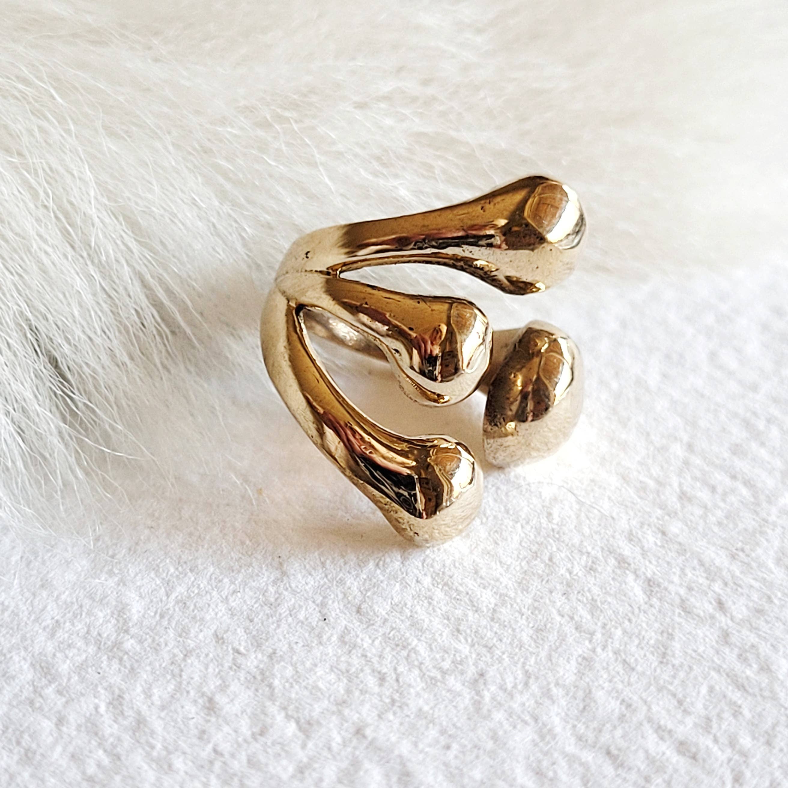 Bisjoux - Wholesale Cocktail/Statement Ring - Brass or silver ring molten cluster handmade14