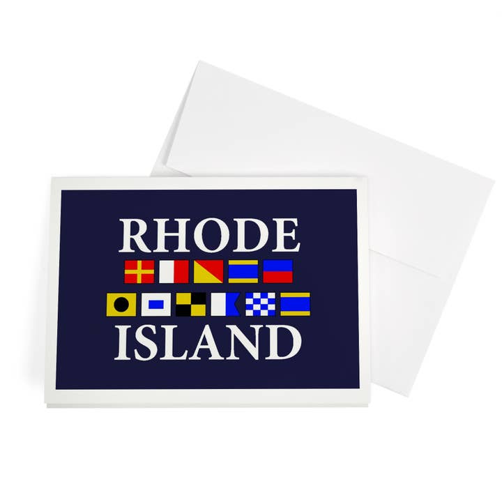 TARJETA DE FELICITACIÓN Rhode Island, Banderas Náuticas para venta al por mayor de Lantern Press