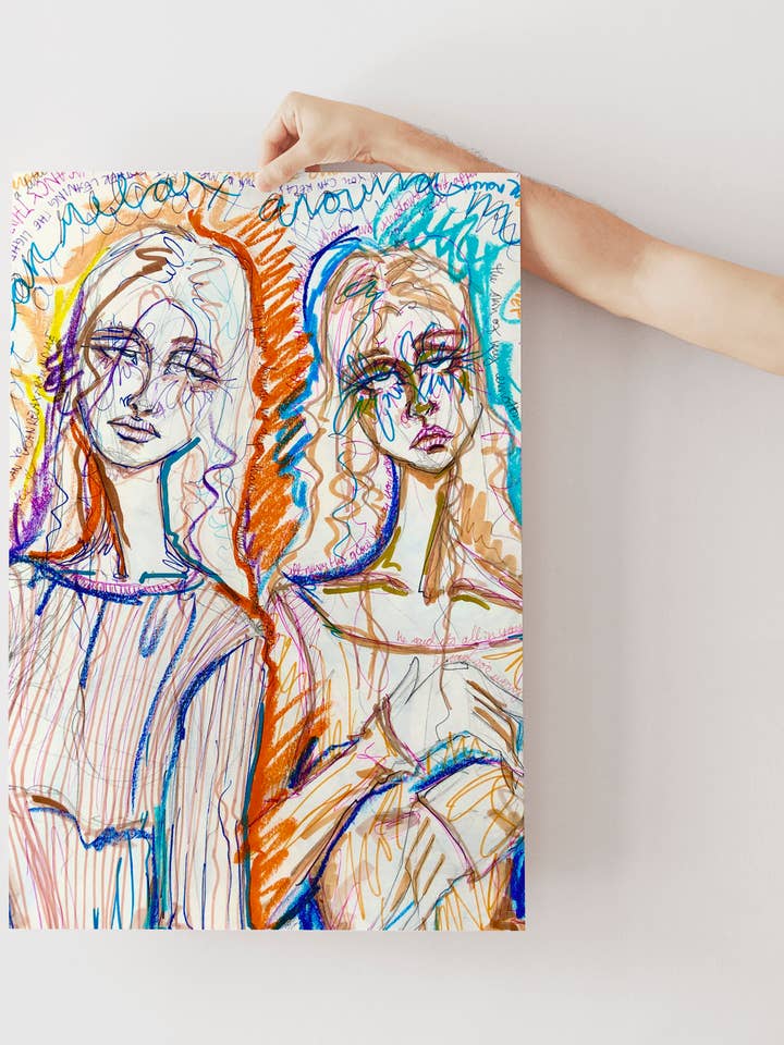 Psychedelic Trippy Eclectic Colorful Fashion Art Print for wholesale by Rhinestone Rodeo Art