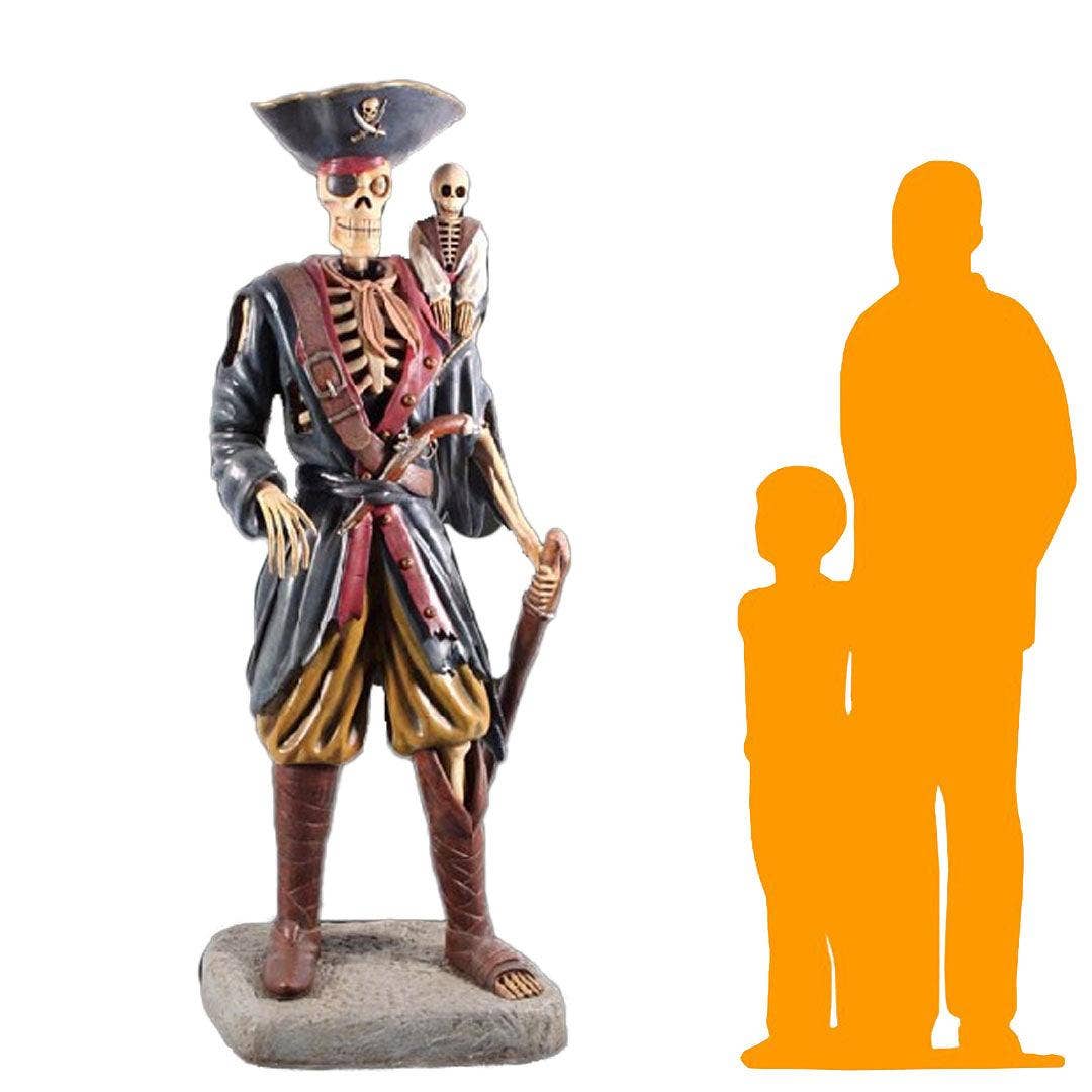 LM Treasures - Wholesale Decorative Figurine - Pirate Skeleton With Monkey Life Size Statue1