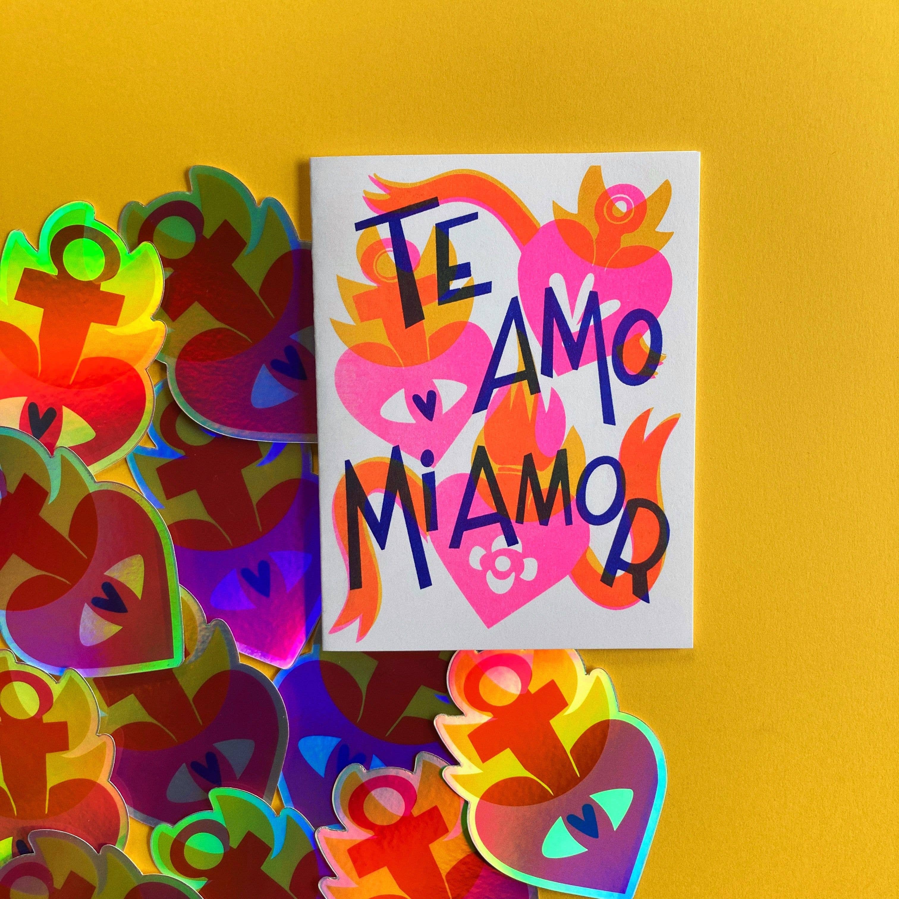 Pier Six Press - Wholesale Love Card - Te Amo Mi Amor - Love Spanish Risograph Card3