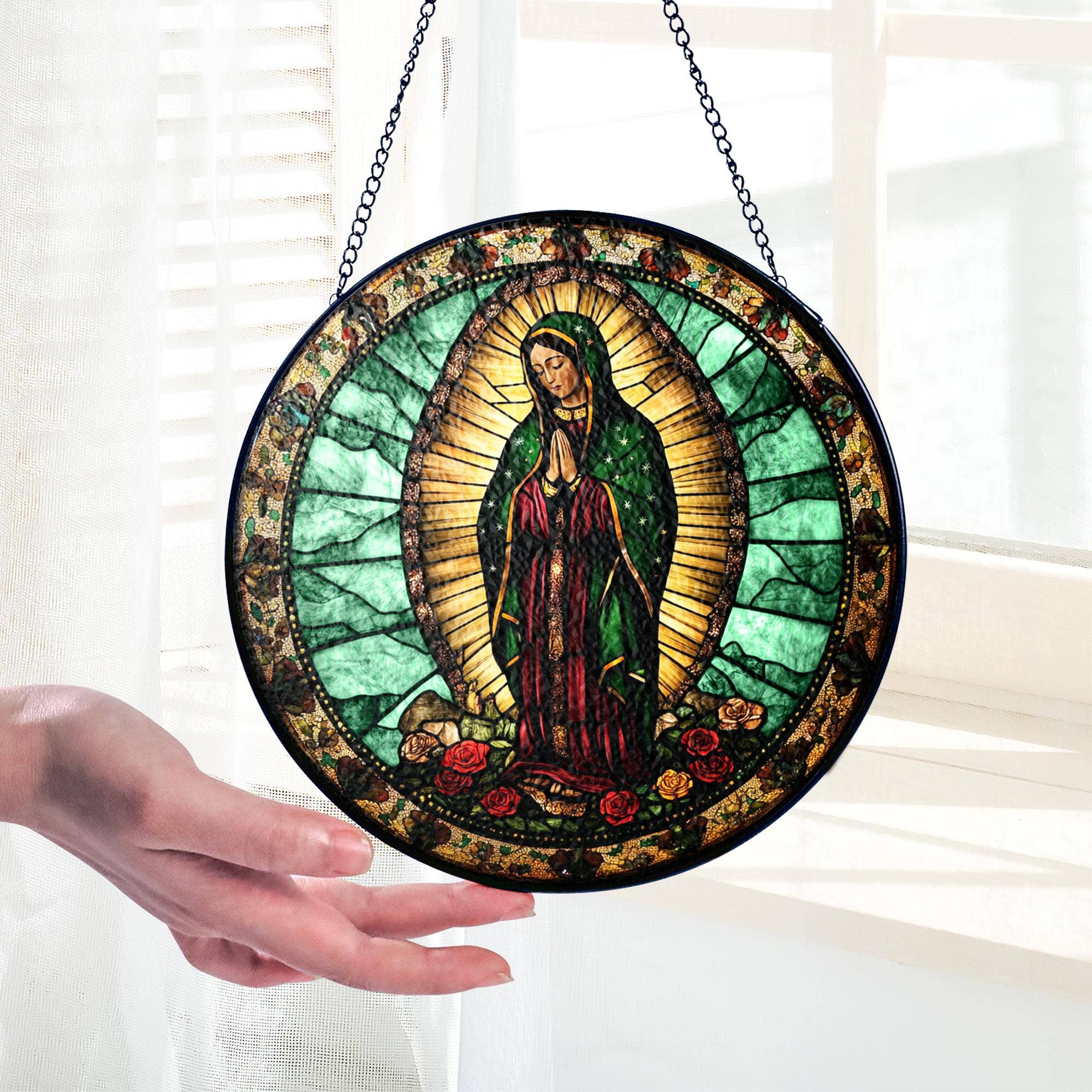 NVC Ecommerce LLC - Wholesale Suncatcher - Lady of Guadalupe Stained Glass Suncatcher, Religious Gift1
