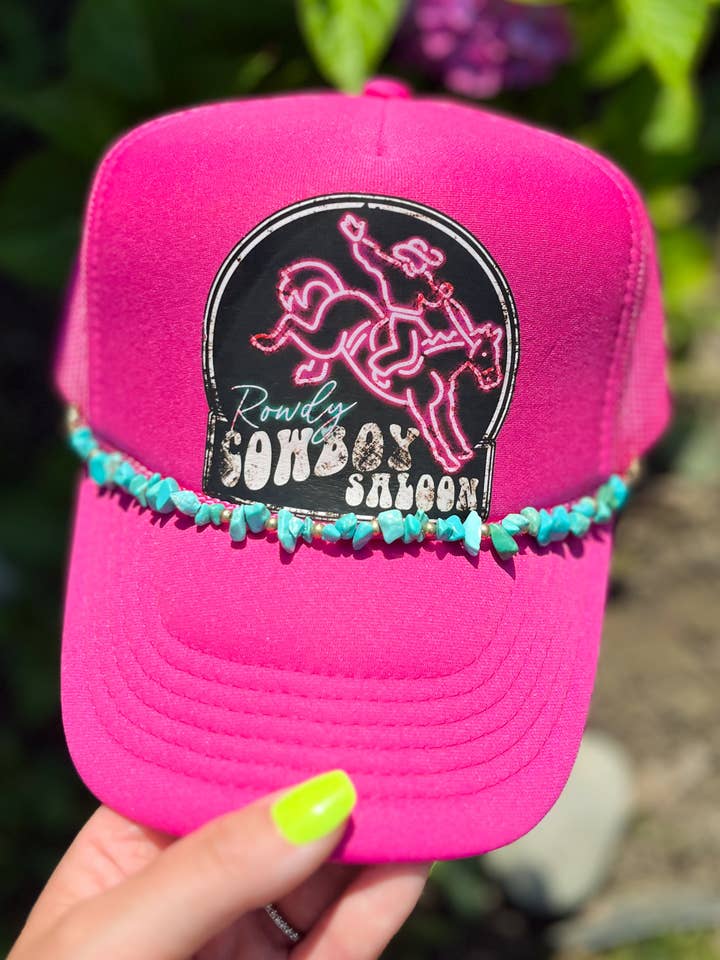 Rowdy Cowboy Saloon Graphic Trucker Hat for wholesale by TrendyKeys