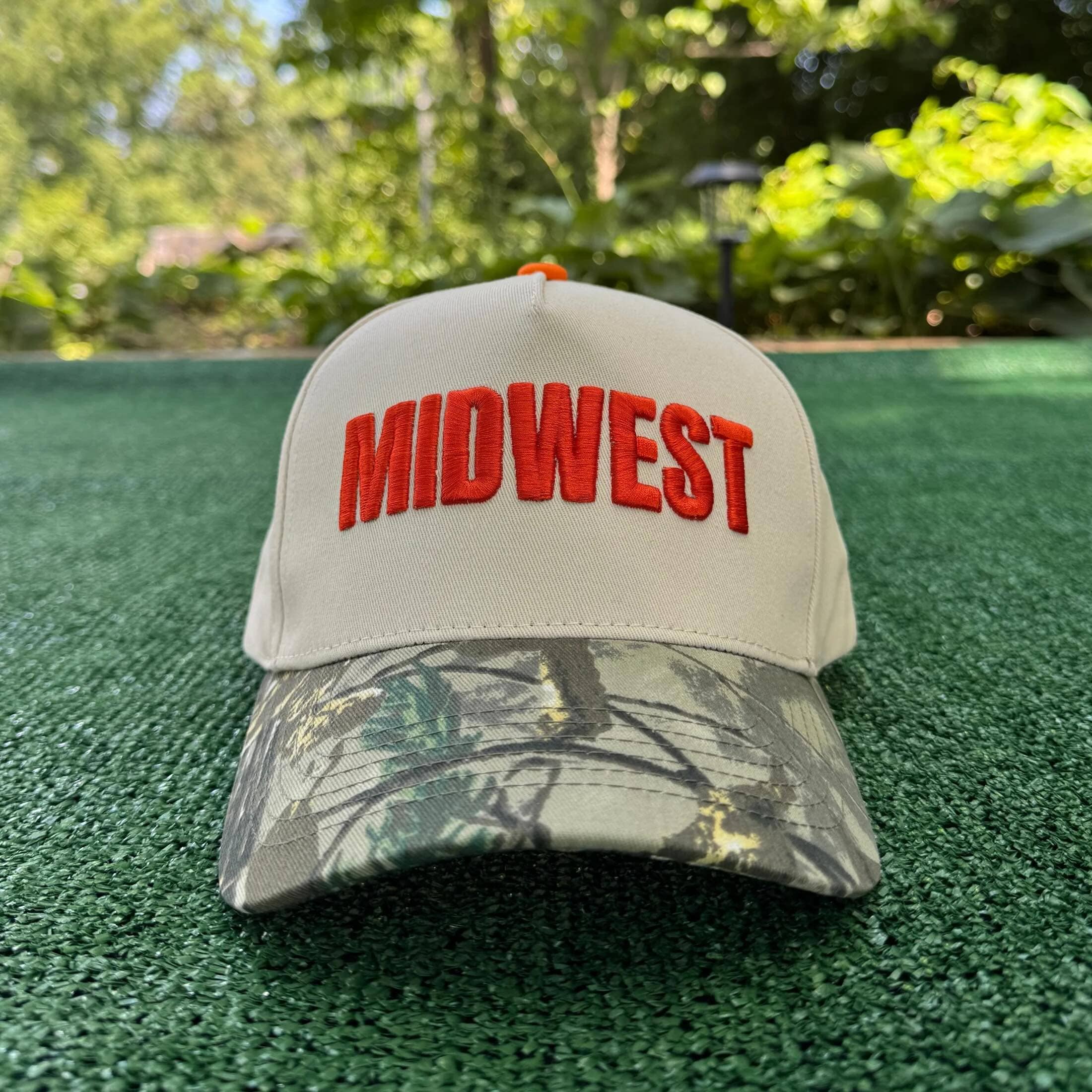 Citizen Row - Venta al por mayor Gorra trucker - Mujer - Gorra Trucker Camo del Medio Oeste (Bordado Naranja Quemado)1