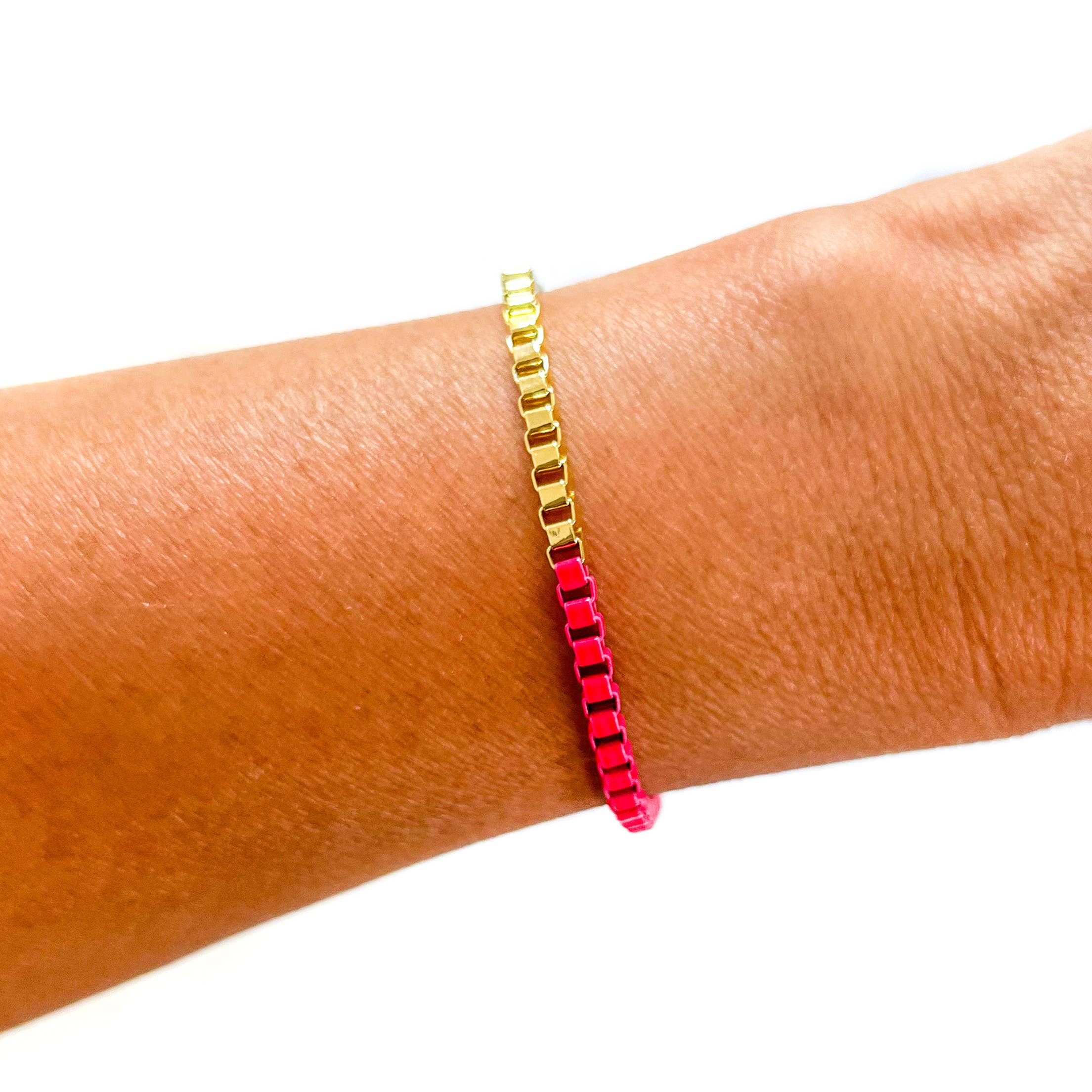 Savvy Bling - Wholesale Link & Chain Bracelet - Colored enamel Box chain link bracelet14