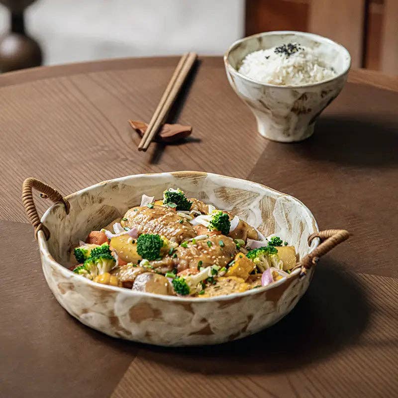 Huis Van Merken - Wholesale Bowl - Rustic Pottery Bowl - Hemp Handles, Fruit Salad Cereal Bowl2