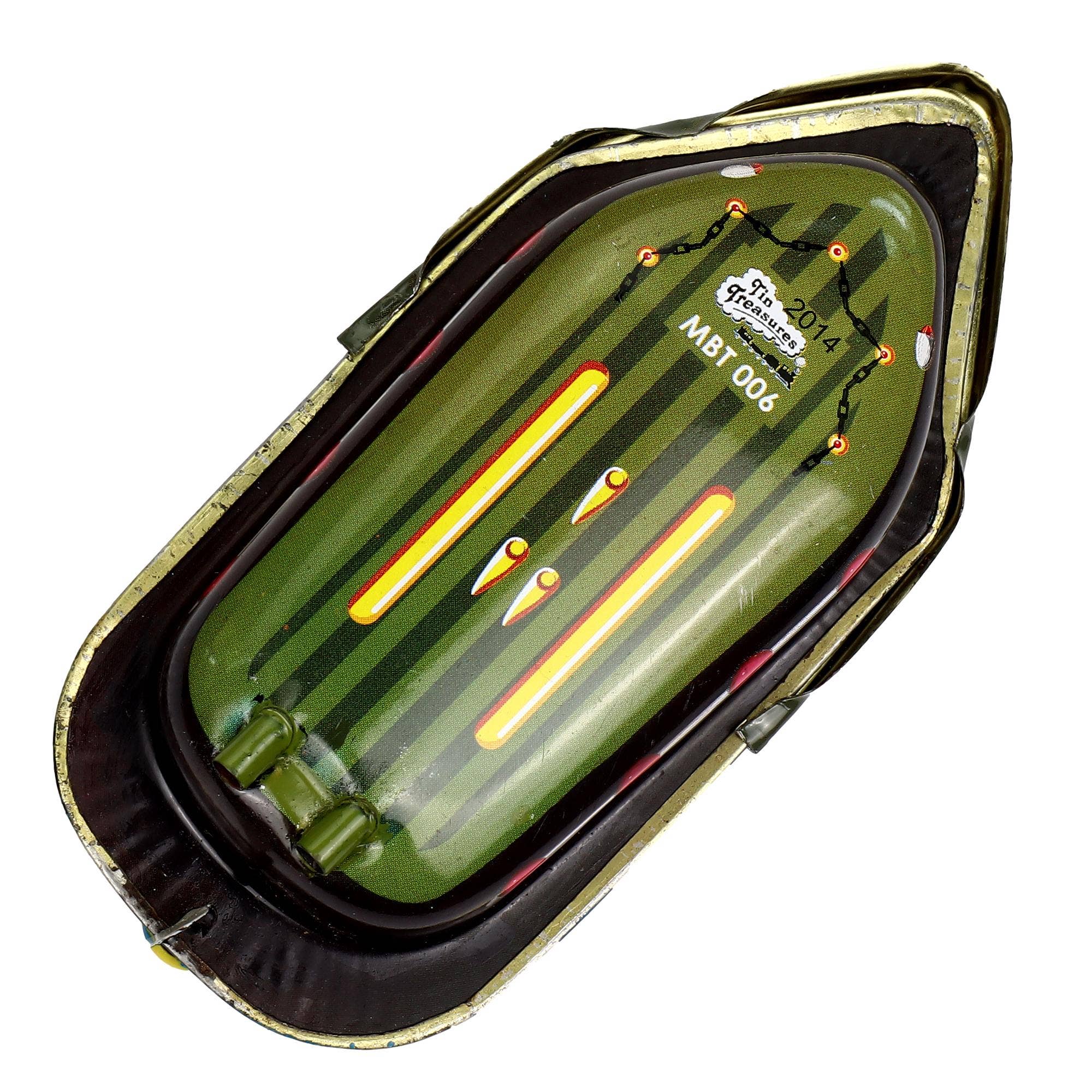 Tribal Trade GmbH – wholesale Decorative figurine – Tin Toy Candle Boat Pop Pop Boat Mini Litho Green1