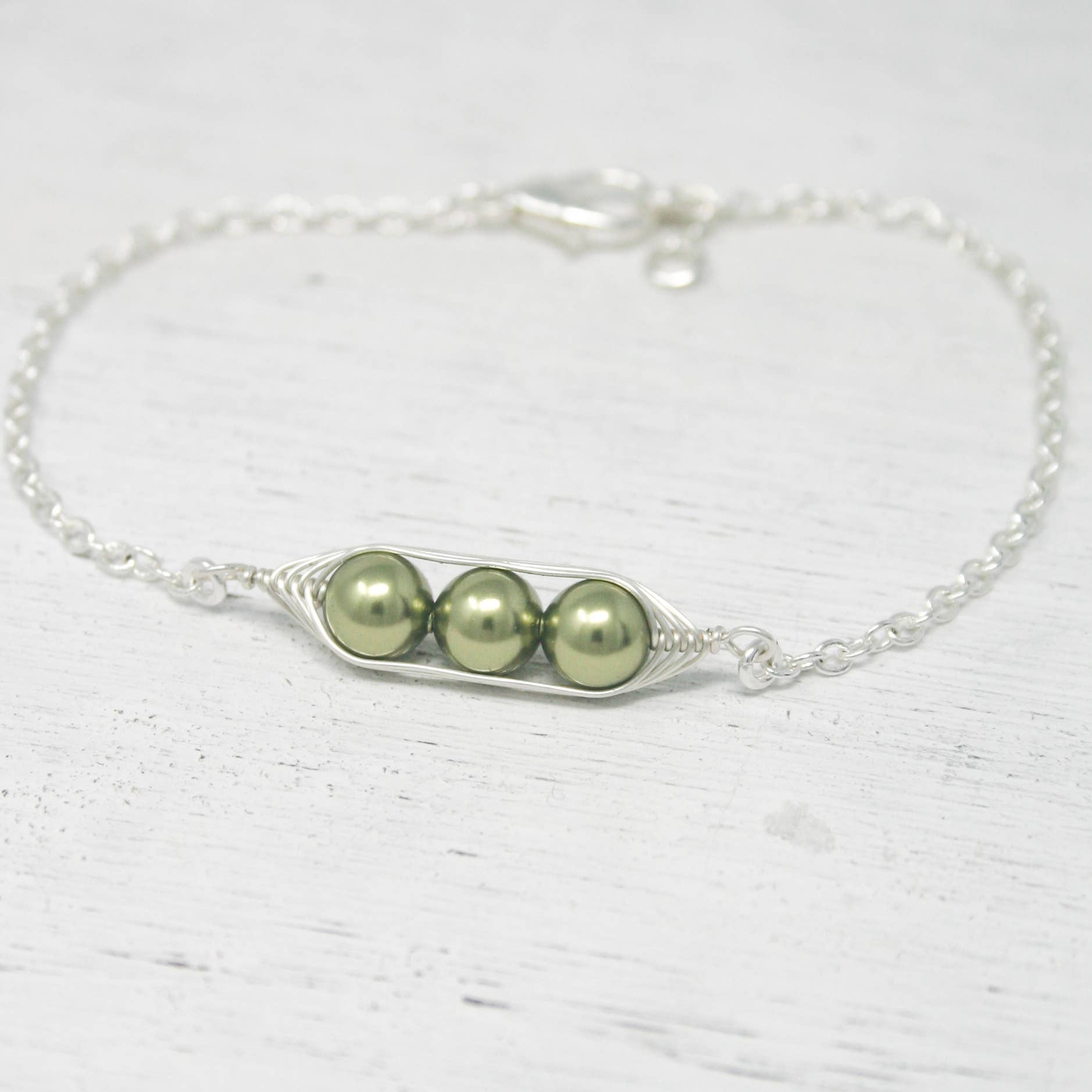 Rising Jewelry - Wholesale Schakelarmband - Erwten in een peul armband, Groene erwten.2