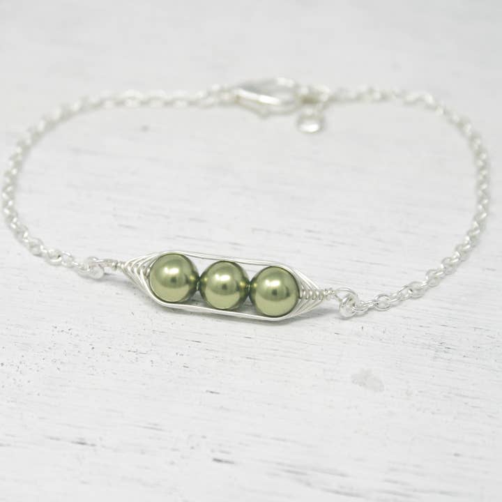 Rising Jewelry - Wholesale Schakelarmband - Erwten in een peul armband, Groene erwten.2