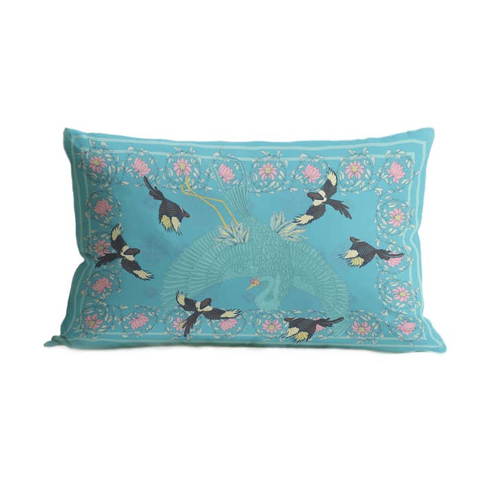 Blue Bird Organic Cotton Rectangle Cushion Cover for wholesale by GuanAnAn London