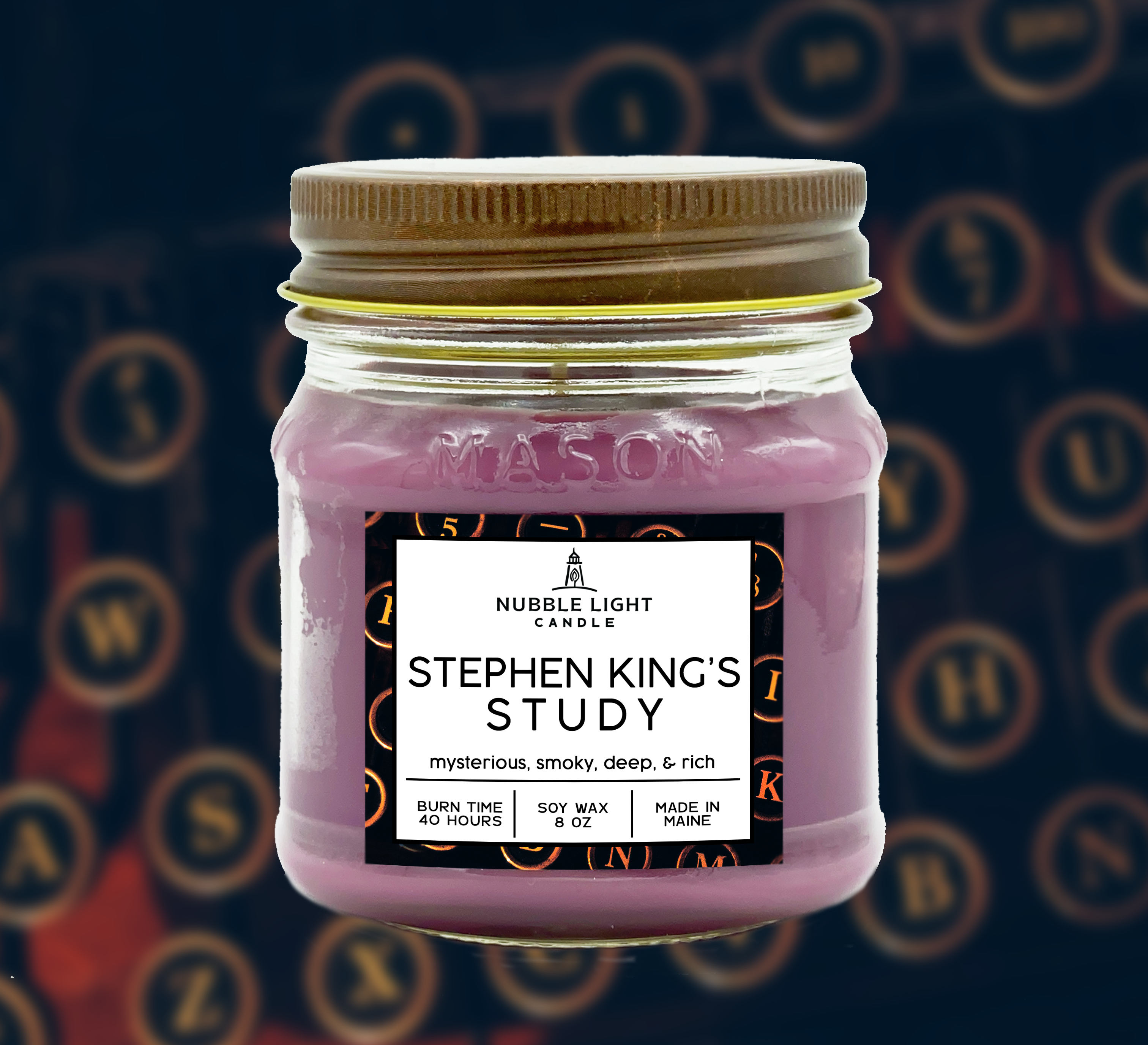 Nubble Light Candle – Engroshandel Glaslys – Stephen Kings Studierum Duftlys af Sojavoks 8 oz.1