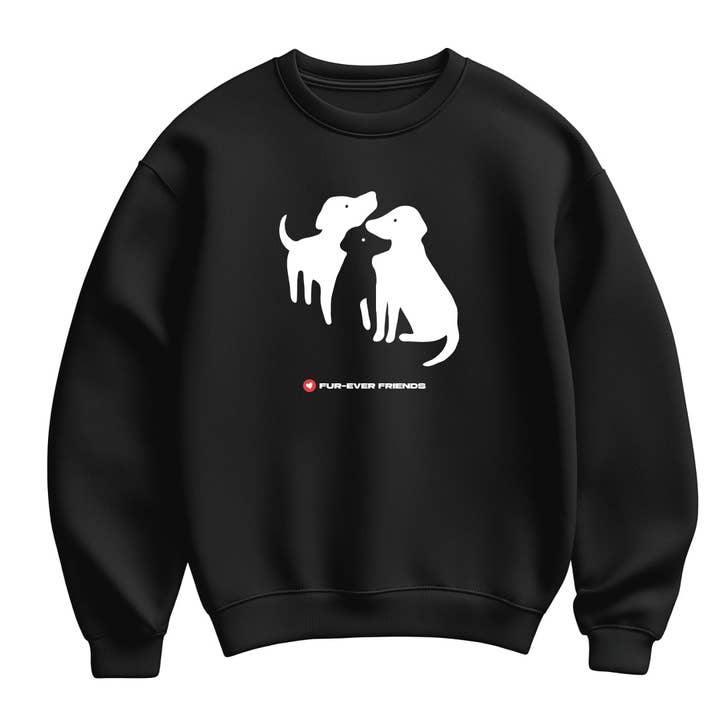3 Dogs Friends Unisex Black Sweatshirt for wholesale by Motiva Gifts